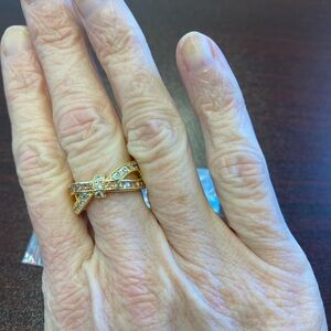 NWT Size 7 Bomb Party Ring Gold Plating Smokey Topaz & CZ MSRP $120